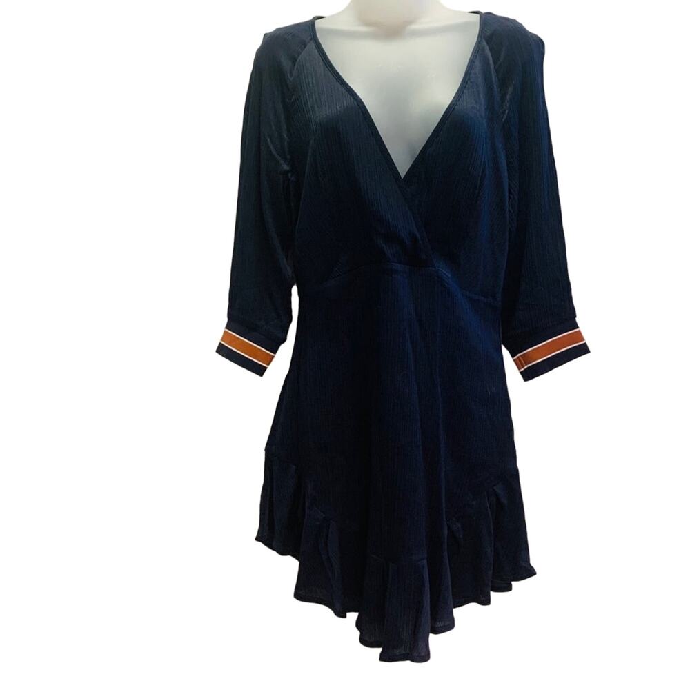 Cosette Avon Navy Blue Soft Pleated Silk Midi Dress New With Tags